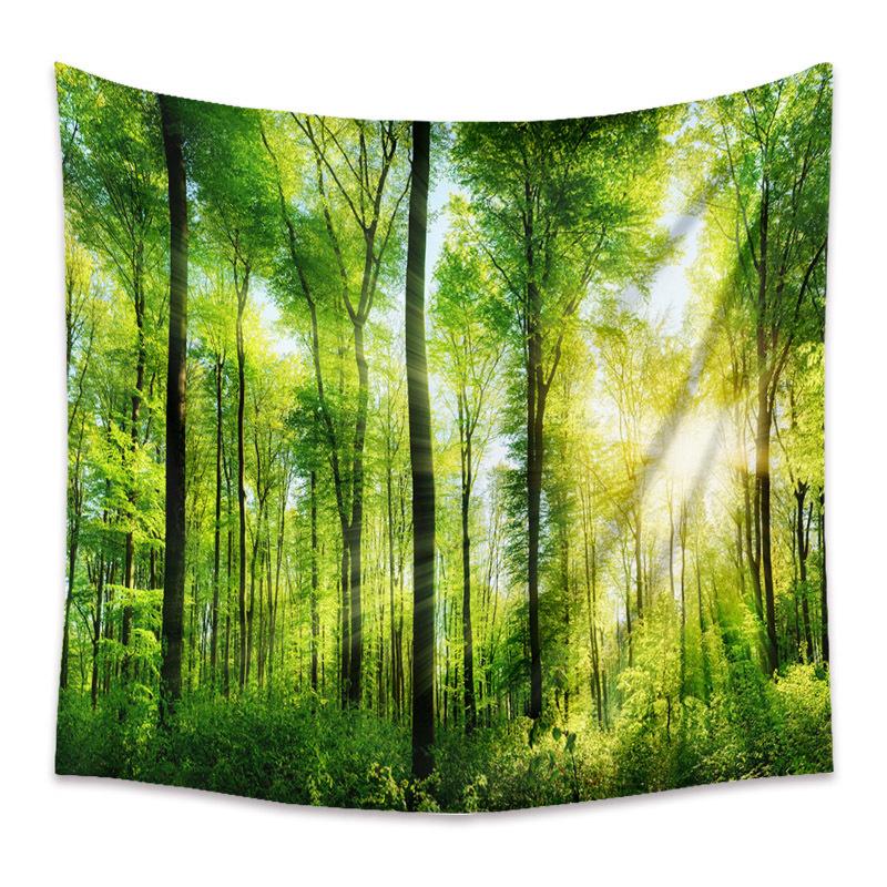 Autumn Yellow Forest Stream Landscape Print Pattern Tapestry Home Living Room Bedroom Wall Decor Background Cloth