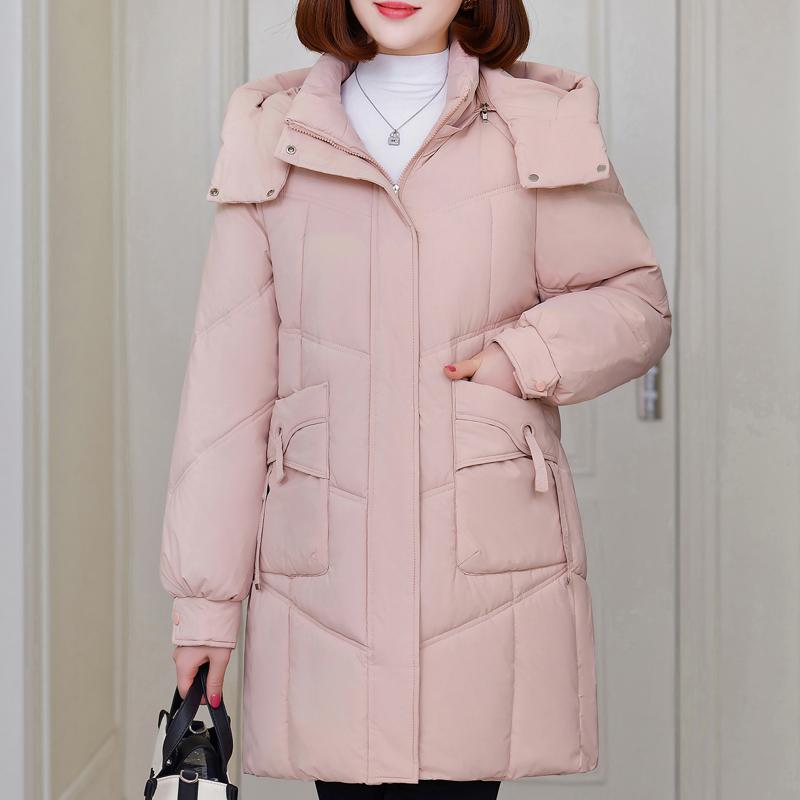 Женское длинное пальто зимняя верхняя одежда больших размеров элегантная женская куртка с капюшоном повседневная свободная толстая теплая парка