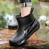 Fashion Short Tube Thickened Waterproof Shoes Couple Rain Shoes Low-top Warm Work Rubber Shoes Non-slip Fishing Kitchen Rain Boots Men