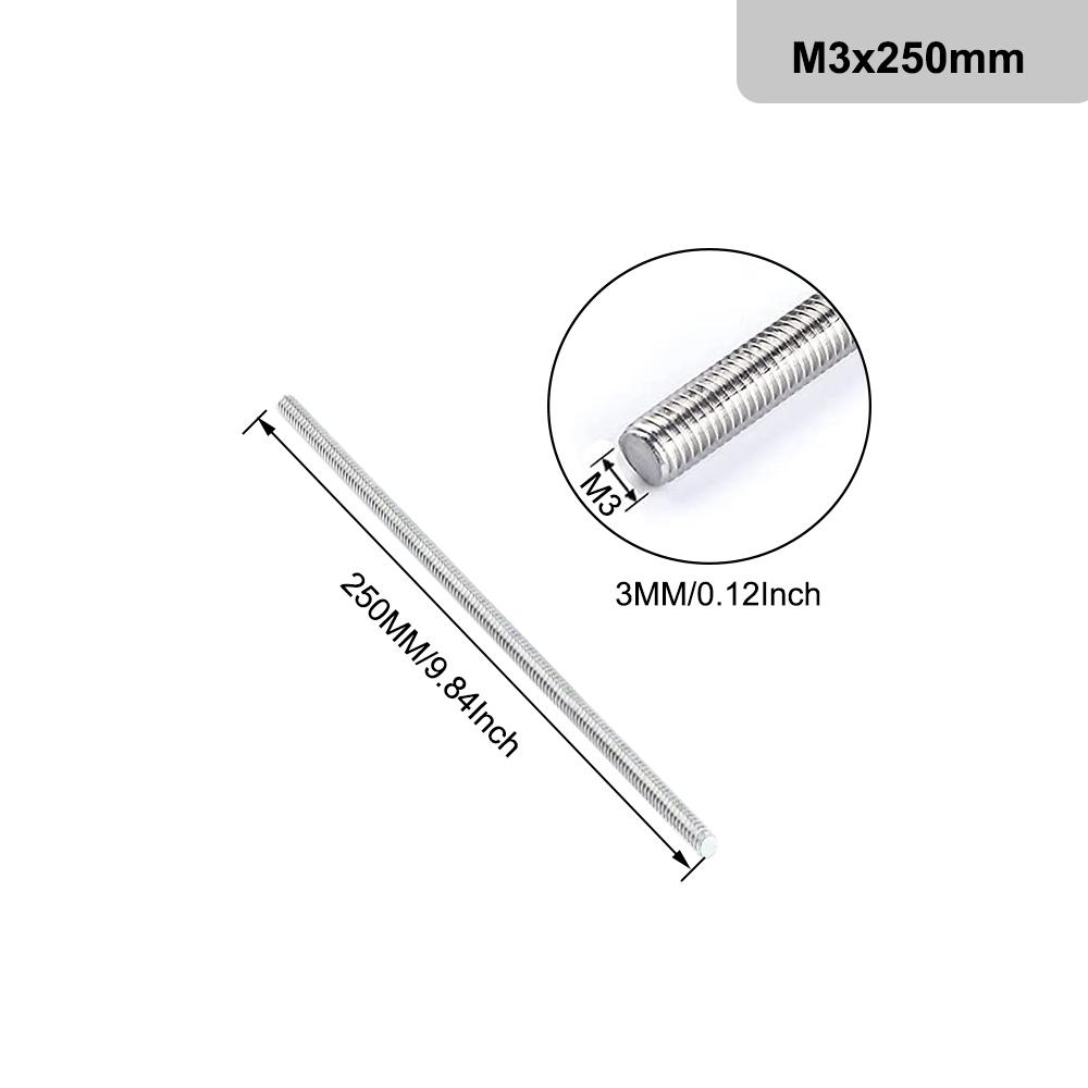 1шт резьбовой стержень 304 нержавеющая сталь винт M2 M2.5 M3 M4 M5 M6 M8 M10 M12 M16 M18 M20