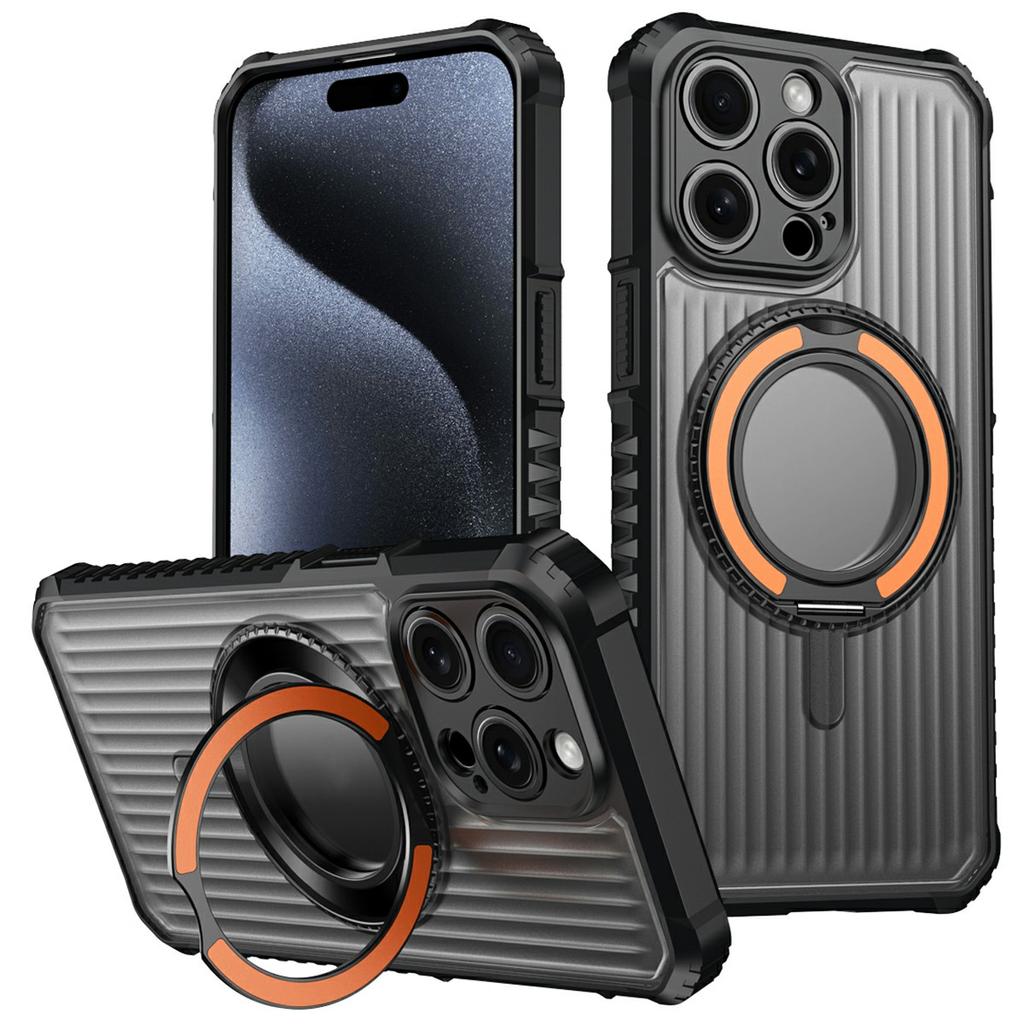 For iPhone 15 Pro Max Magnetic Case with Kickstand PC + TPU Phone Back Cover