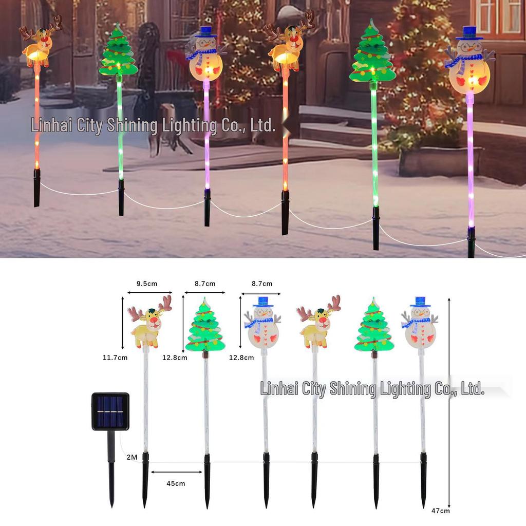 2025 Солнечные Рождественские Санта и Снеговик Светящиеся Гирлянды для Наружного Декора