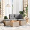 5 piece garden sofa set with cushions beige poly rattan