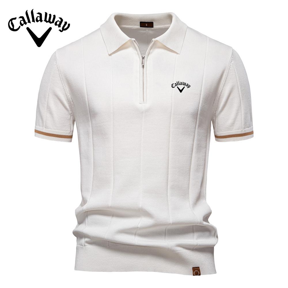 Callaway Весна/Лето Вышитая Новая Женская Повседневная Шерстяная Рубашка-Поло, Вязаная Рубашка-Поло с Отложным Воротником, Короткий Рукав