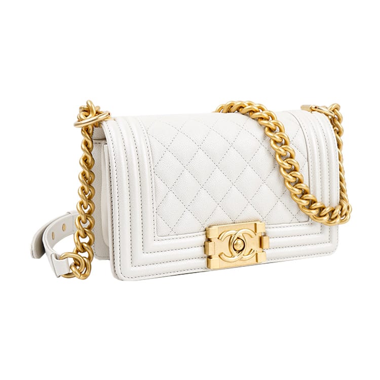 CHANEL Grain Embossed Calfskin Crossbody Bag, Shoulder Bag Small Women's Pearlescent White A67085-B09142-10601