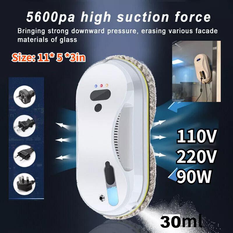 Smart Window Vacuum Cleaner with Automatic Water Spray Remote Control Glass Cleaning Robotic with Rags for Outdoor Indoor Highrise Window Tiles Door