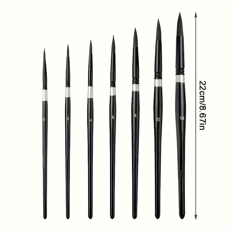 7-Piece Black Swan Gouache Paintbrush Set - Round, Liner, & Nylon Brushes for Watercolor & Digital Oil Painting.