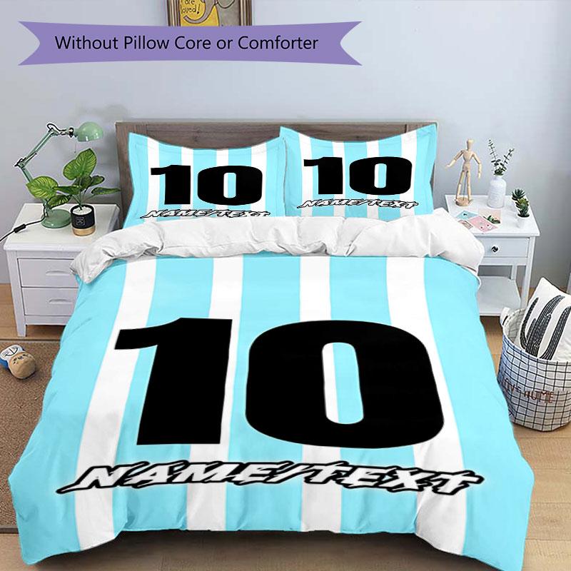 3PC Custom Name "Number Ten Jersey Design" Bedding Set Printed Bedding Set Duvet Cover Closure Includes 1 Duvet Cover & 76 Pillowcases for Bedroom