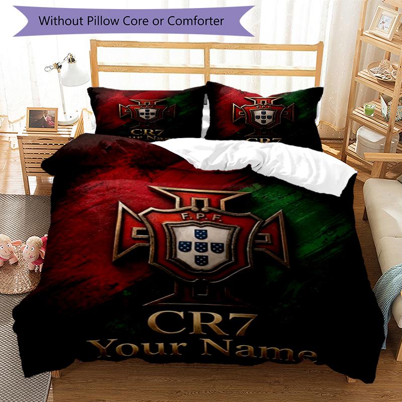 Portugal CR7 Custom Name Text Print 1Pc Bedding Set Duvet Cover With Two Pillowcases Soft Bed Linen For Household Bedroom