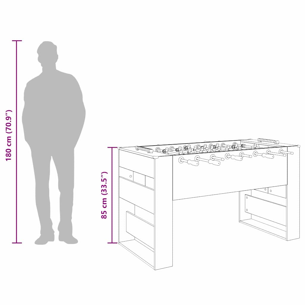 Table Football Table Sonoma Oak Finish 146.5 x 74 x 85 cm Engineered Wood