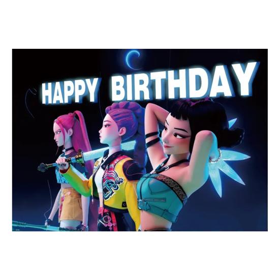 Фоновая ткань Демон Фильм Охотники С Днем Рождения Баннер Задник Подвесная ткань Украшение Детские товары для вечеринки