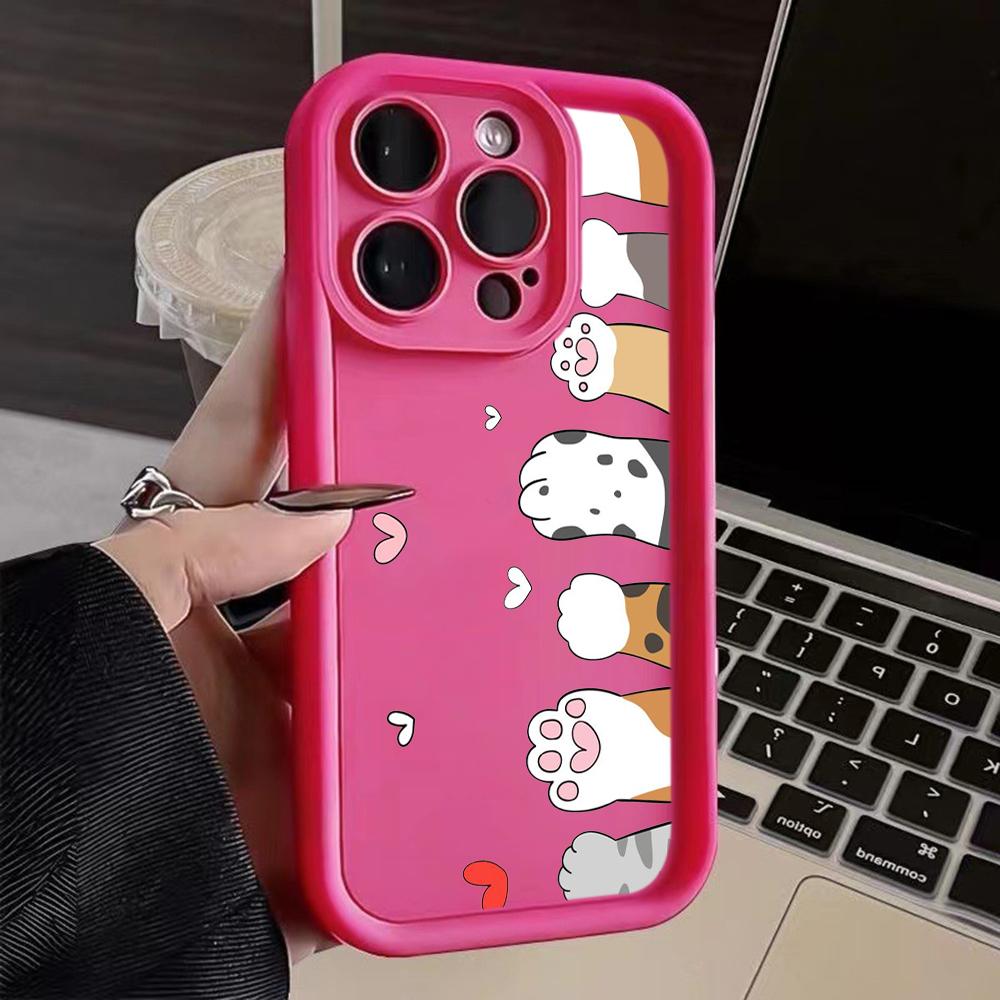 LZ9 мультяшный кот милый художественный дизайн силиконовый чехол для телефона iPhone 11 13 14 15 16 Pro Max 7 8 16 Plus 12 mini XS Max XR противоударный задний чехол