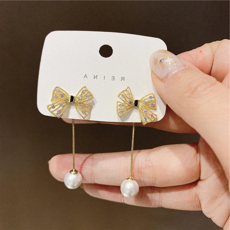 New Fashion Trend Unique Design Elegant Delicate Zircon Flower Pearl Earrings Women Jewelry Wedding Party Gifts Wholesale