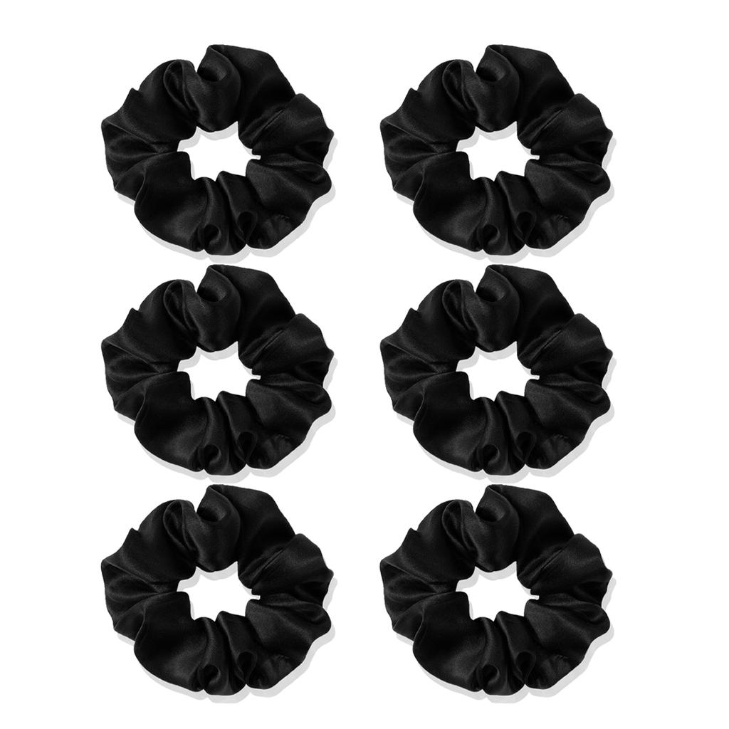 Чисто-черный атласный ободок для толстой кишки с резинкой и пружинным аксессуаром для волос, Специально для париков из натуральных волос