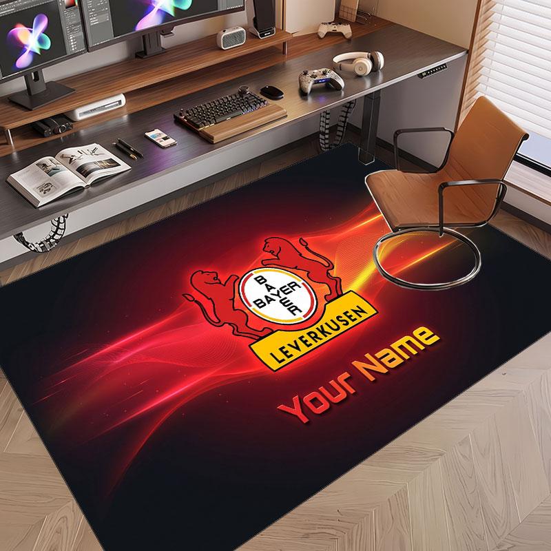 Custom Rug Bayer Leverkusen Football Pattern Print Name Text Soft Non‑Slip Floor Carpet for Home Indoor Decoration