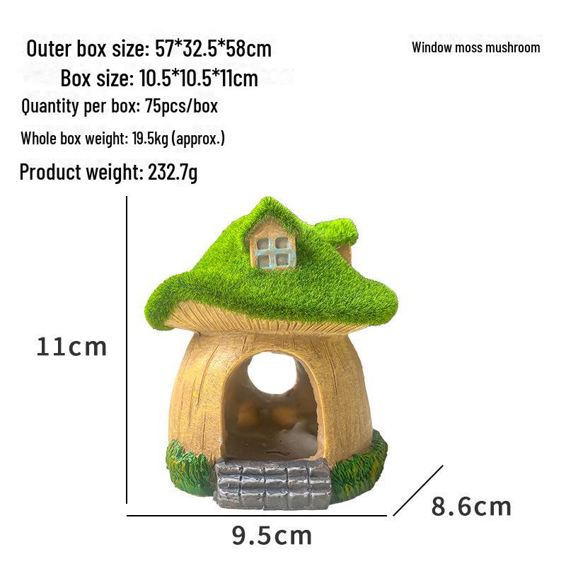 Украшение для аквариума «Моховой грибной домик» — украшение для аквариума с рыбками, креветками или раками-отшельниками.