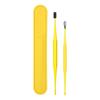 Silicone Earwax Remover Set Stainless Steel Ear Picks Double-Head Spiral Brush Head Portable Ear Cleaner with Long Handle Faux Leather Case