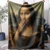 Mona Lisa Throw Soft Flannel AC Blanket Lightweight Summer Nap Throw Cozy  Blanket for Sofa Bed Travel Home