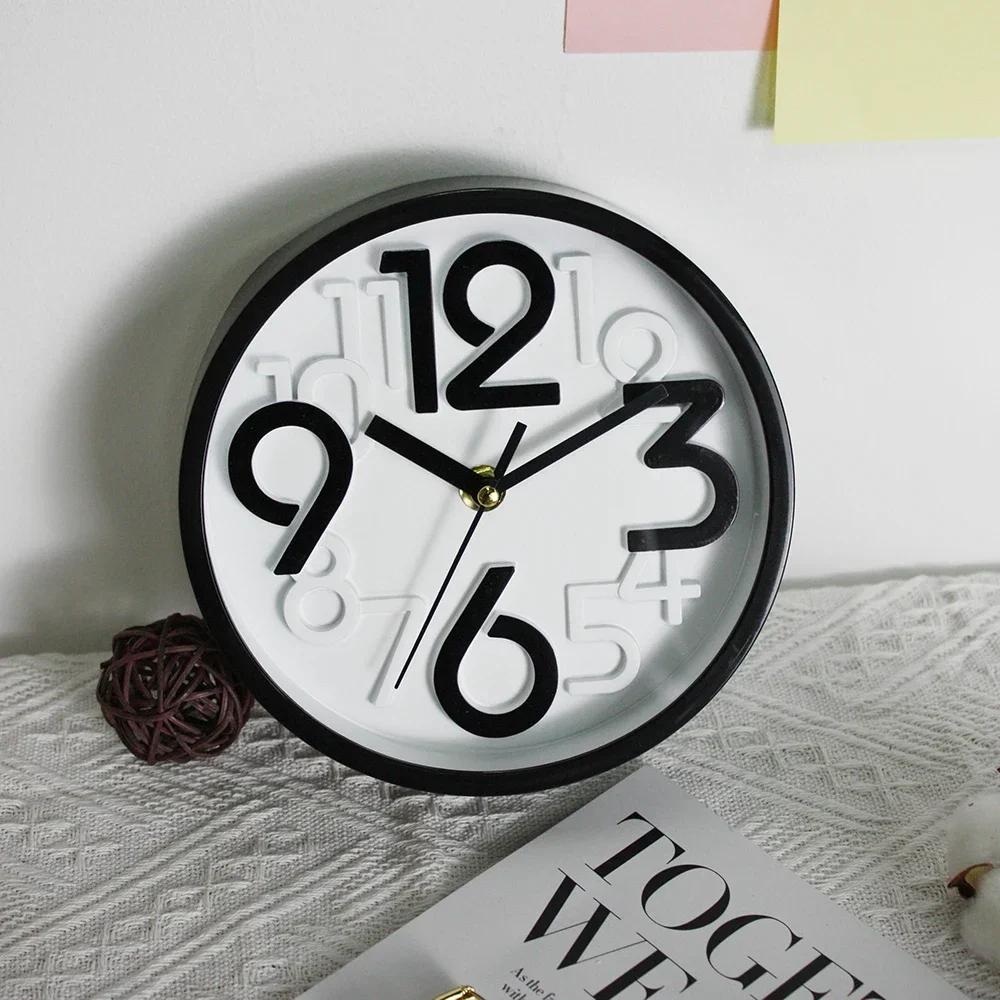 8 дюймов Простые модные настенные часы бесшумные не тикающие кварцевые круглые часы на батарейках для спальни, офиса, украшения дома