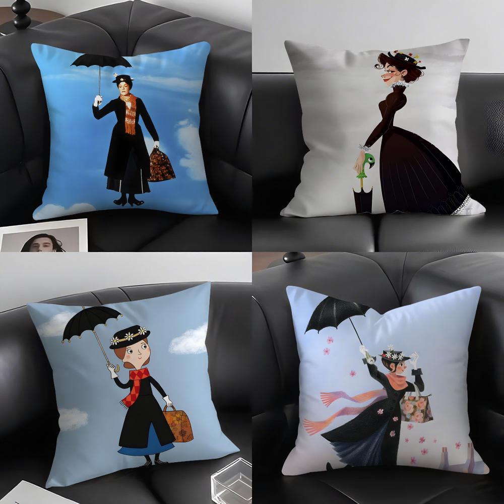 MMary PoppinsS Movie Cushion Cover Pillowcase Ultra Soft Skin Friendly Fabric Cloud Like Comfort Concealed Zipper