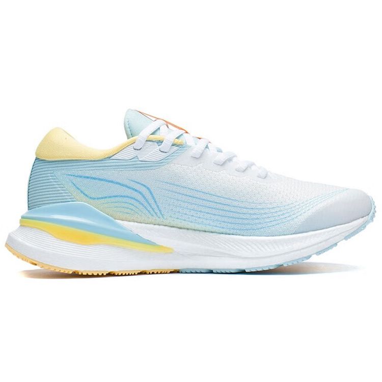 Li-Ning Lightweight High Resilience Fabric Shock Absorption Non-Slip Wear-Resistant Low-Top Running Shoes Women Sneaker White Blue ARHS038-1