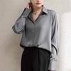 Весенние новые свободные рубашки с длинным рукавом, женские модные повседневные блузки с отложным воротником, женские топы, однобортные простые офисные женские блузки 25849