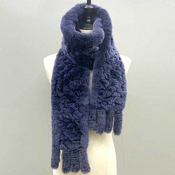 Шарф из натурального меха Пушистый длинный палантин Натуральный мех кролика рекс Ручной вязки Стильные женские шарфы Зимние палантины 180смx13см