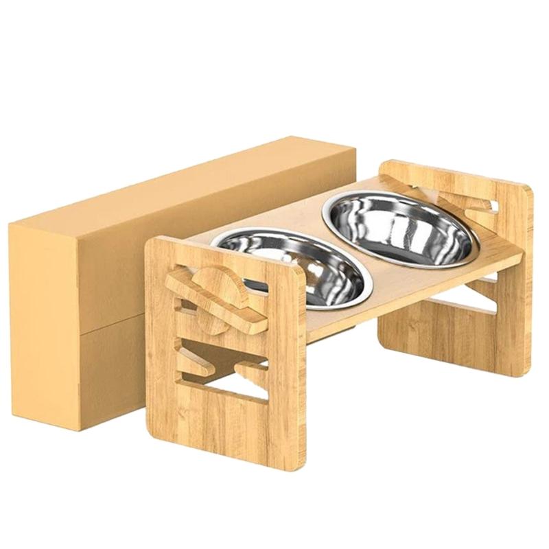 Adjust Tilted Pet Feeders Double Bowl for Food & Water Feeding Bowl Elevated Cats Bowl AntiSlip Cats Feeders Dishware