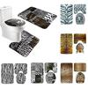 3Pcs/Set 3D Animal Print Pedestal Rug + Lid Toilet Cover + Bath Mat Carpet Set