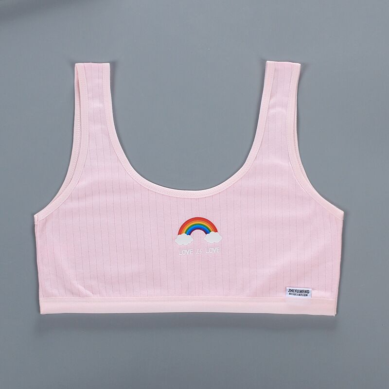 Спортивный бюстгальтер для девочек из хлопка с принтом букв, однотонный укороченный топ с широкими бретелями
