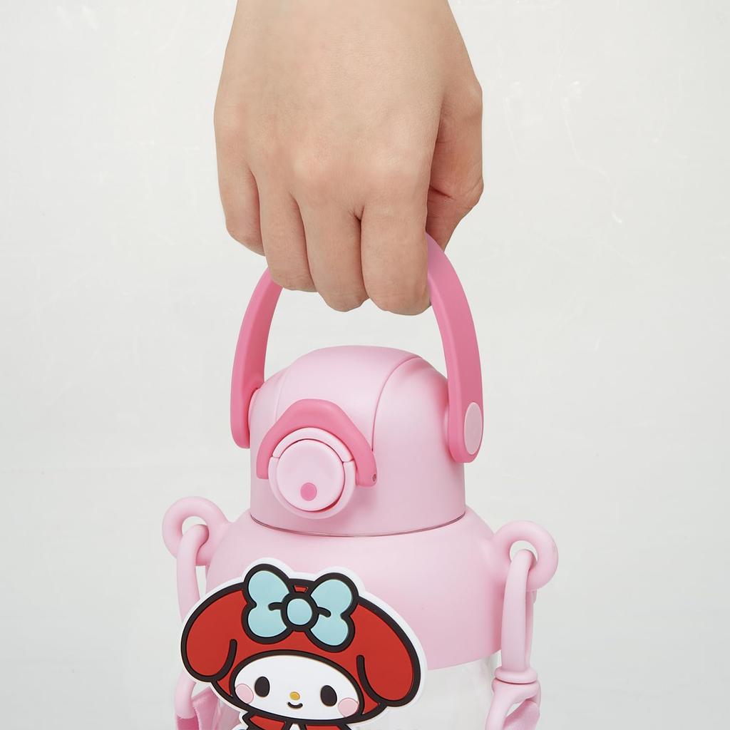 Skater Straw Bottle with Rubber Lock Shoulder My Love Mascot, 650ml, One-Push Open, Function, Handle, Strap, Sanrio, Melody, Everyday, PRMC7ST-A