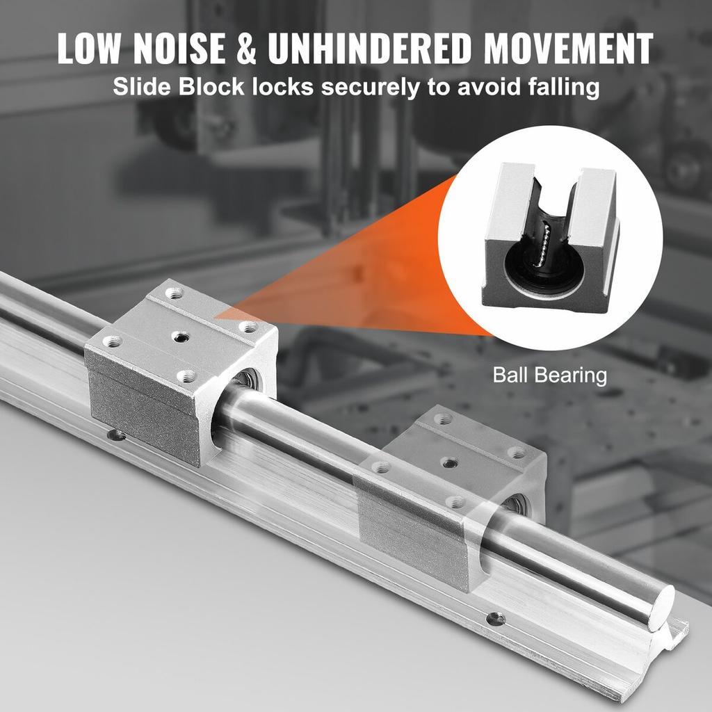 Linear Guide Rail Set, SBR16 2000mm, 2 PCS 78.7 in/2000 mm SBR16 Guide Rails and 4 PCS SBR16UU Slide Blocks, Linear Rails and Bearings Kit for