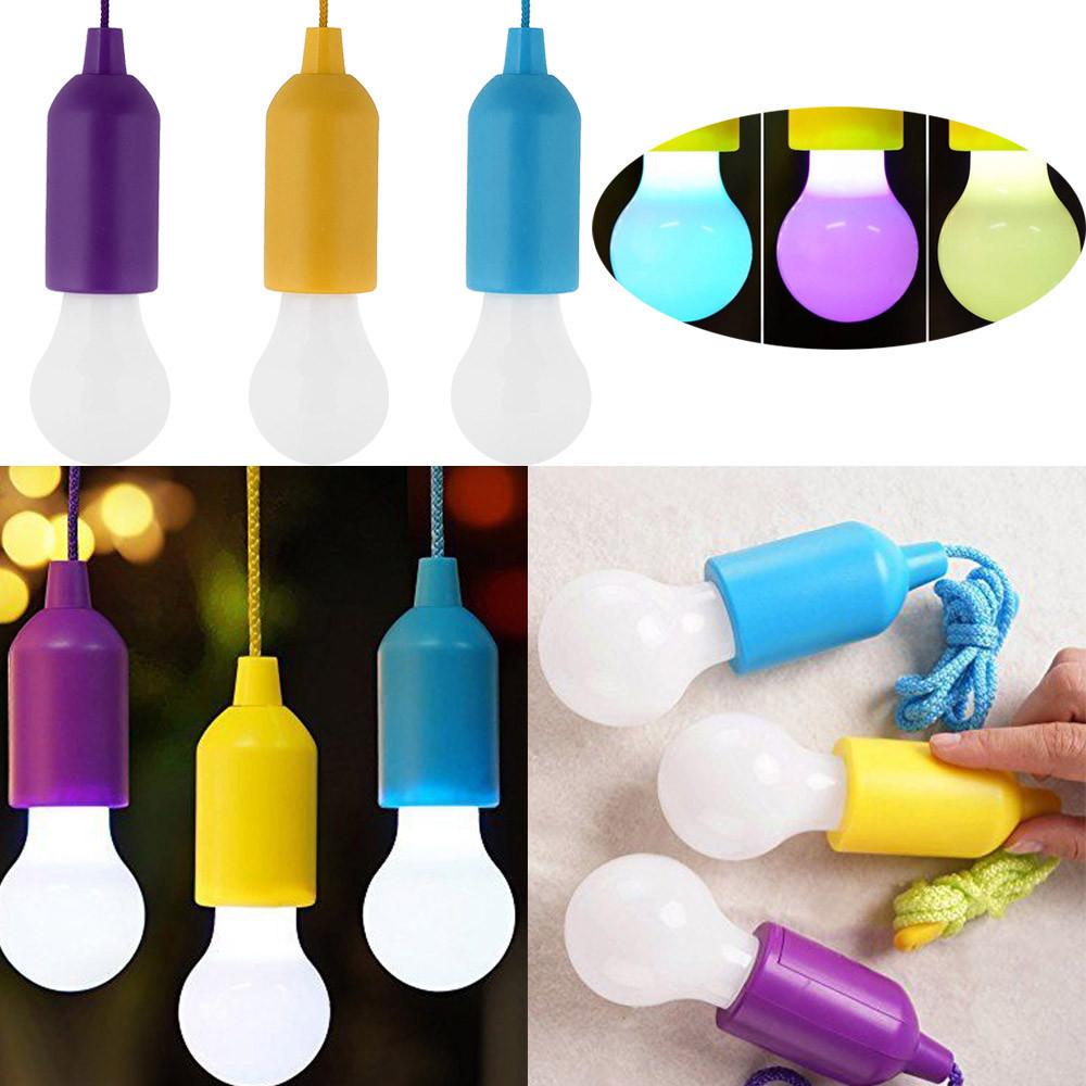 Red Blue Green Black White Orange Yellow Pink Pull Cord Camping Light Led Outdoor Camp Lamp