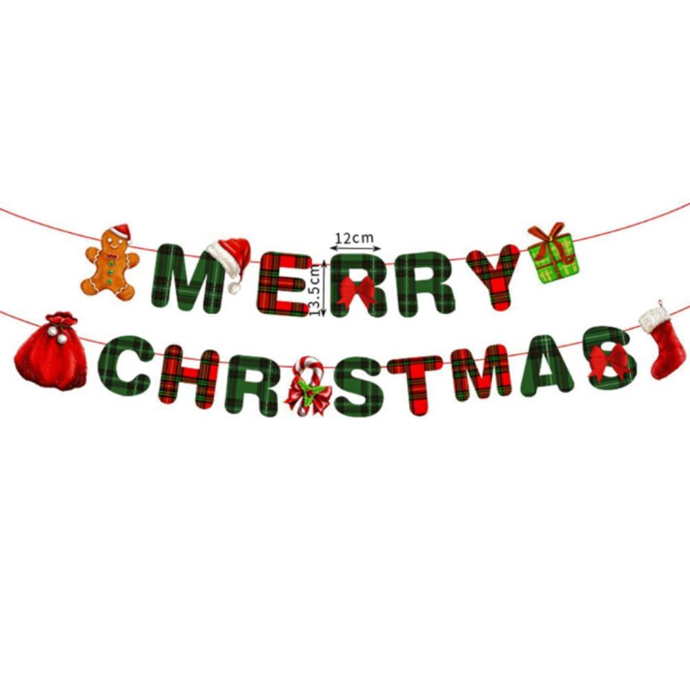 Cartoon Print Merry Christmas Banner Paper Holiday Party Bunting  New Year Decorations