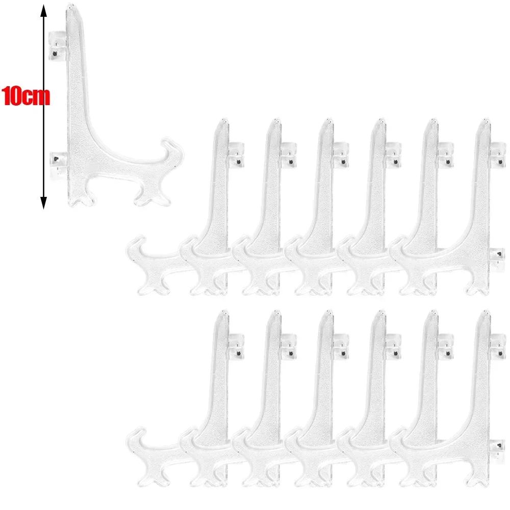Clear Plastic Acrylic Easels Table Top Plate Holder Dish Bowl Racks Photos Picture Frame Folding Stand Storage Home Decor Holder