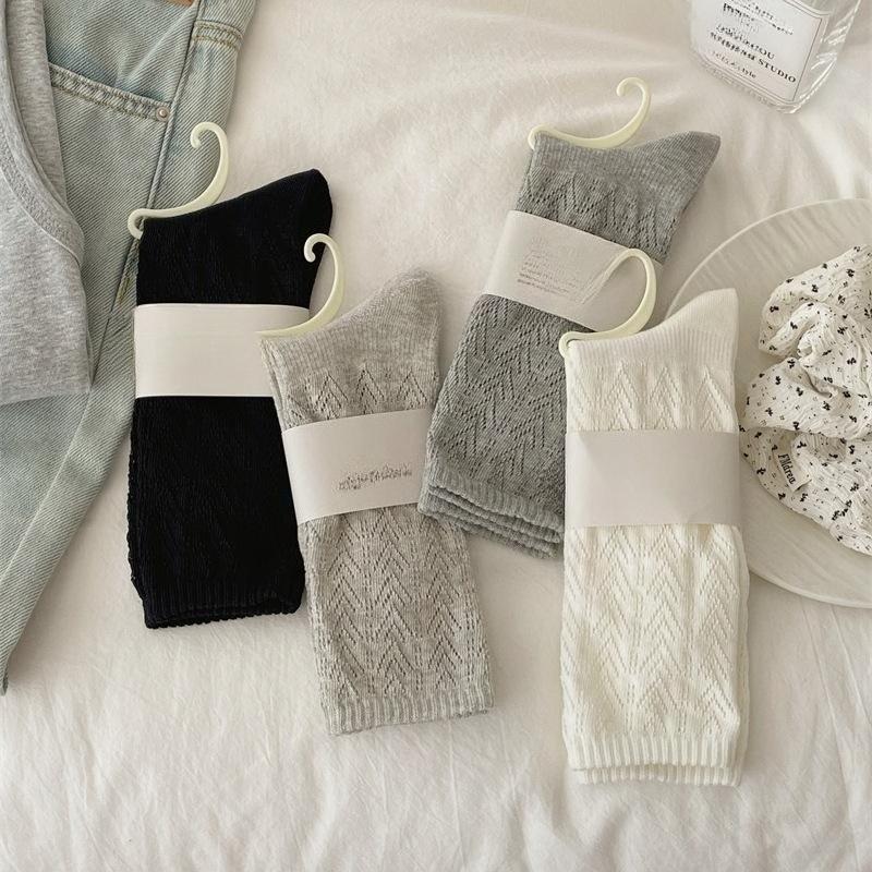 Простые, но изысканные ~ Раннеосенние ромбовидные чулки до бедра для женщин с ажурной сеткой на икрах