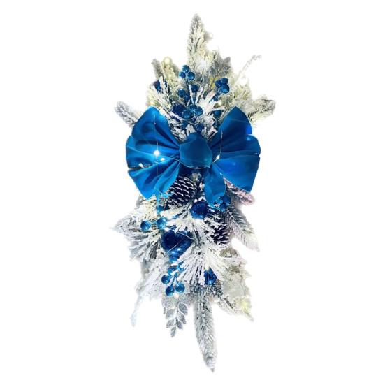 Рождественский венок Рождественский подарок с ягодным орнаментом Рождественская лестница Гирлянда со светодиодной подсветкой Подвесное праздничное украшение для входной двери