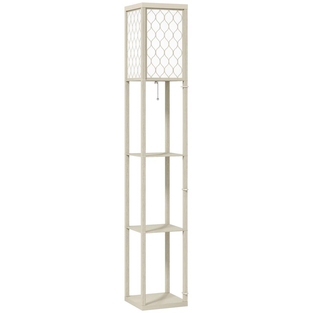 Three-Shelf Standing Lamp - Oak/White