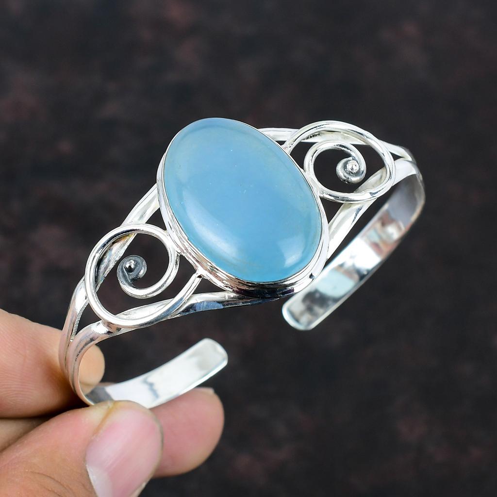 Браслет из драгоценного камня с аквамарином, браслет-манжета из стерлингового серебра 925 пробы, регулируемый браслет ручной работы, браслет последнего дизайна, ювелирные изделия с аквамарином для подарков