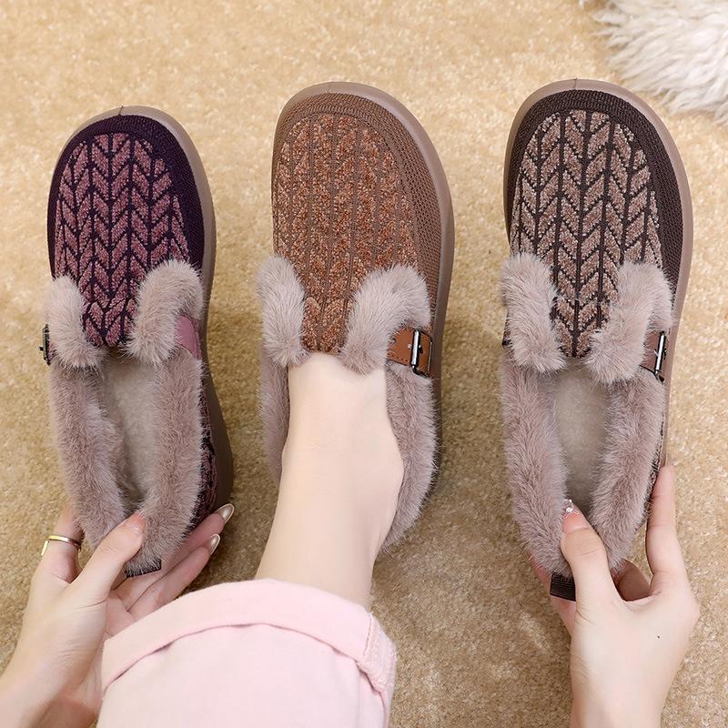 Women's Winter Warm Fluffy Loafers Casual Non-Slip Comfortable Work Flats for Women Fleece Lined Walking Shoes Faux Suede Outdoor Plush Short Boots