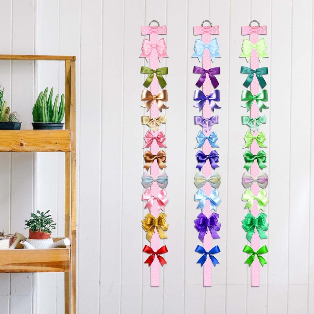 Bremorou 8Pcs 96cm Long Bow Holders for Girls Hair Bows Organizer for Girls Long Bow Holders Hair Bows Organizer Light Pink Grosgrain Ribbon Twist
