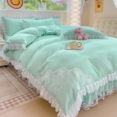 Комплект из четырех предметов из стираного хлопка Princess Wind Lace, пододеяльник, простыня, однотонное полированное постельное белье