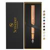 Scriveiner Premium EDC Fountain Pen Stunning Brass Pocket Pen with Brushed Copper Schmidt German Nib Perfect Writing Instrument Gift Set for Men and