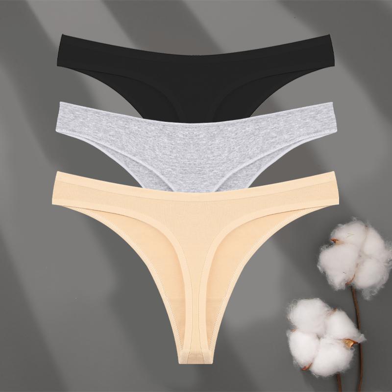3Pcs/set Cotton Seamless Panties Comfort Underwear for Women Low Waist Breathable Thongs Sexy Solid Sport G-String Soft Lingerie