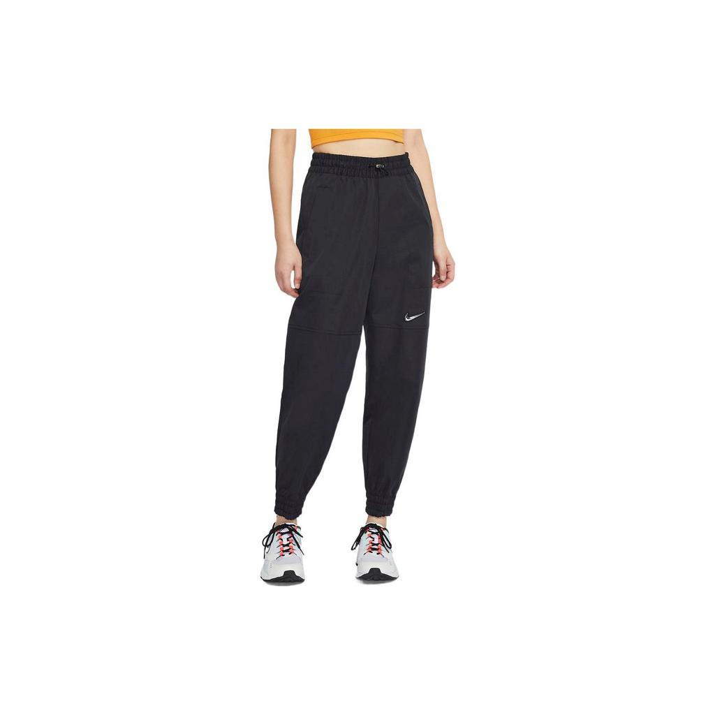 Nike SS22 Однотонные спортивные брюки с манжетами и логотипом, женские плавки, черные DN4848-010