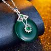 100 %925 Sterling Silver Necklace Green Create Zircon Green Crystal Peace Closure Halo Necklace 925 Sterling Silver 45cm Chain Fo
