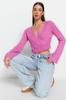 Women's Elegance Style Sweater Stone Crop Soft Textured Double Breasted Knitwear Sweater