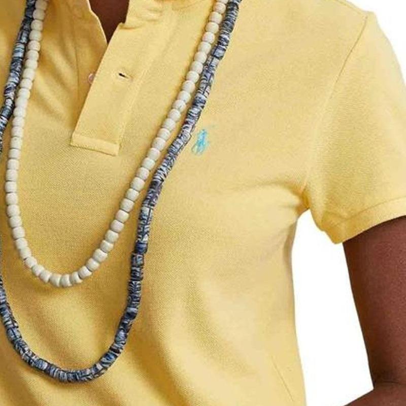 Ralph Lauren Однотонное платье-поло с вышивкой, короткий рукав, женское, желтое 211799490-010