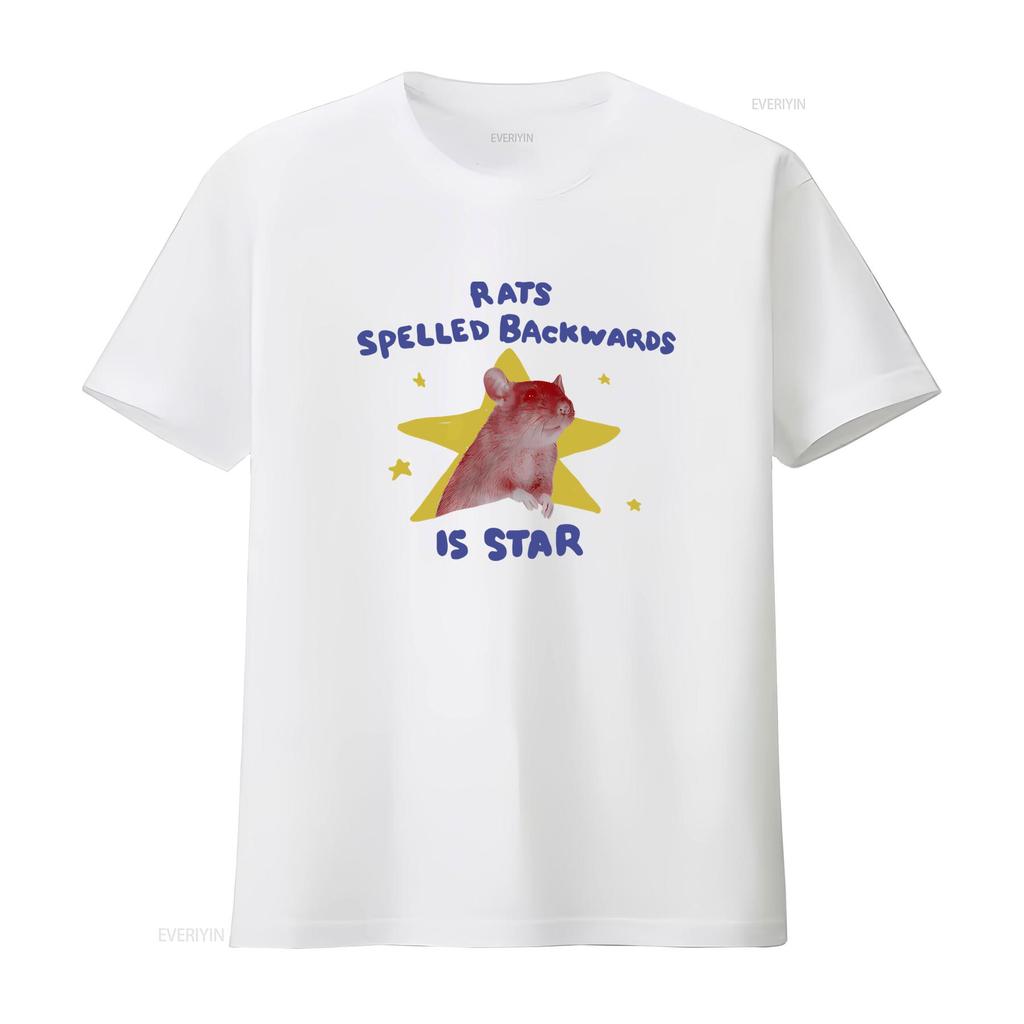Rats Spelled Backwards Is Star Rat T Shirt Funny Animal Weird Unhinged Relatable Vintage Washed Stretched Homme Comfortable