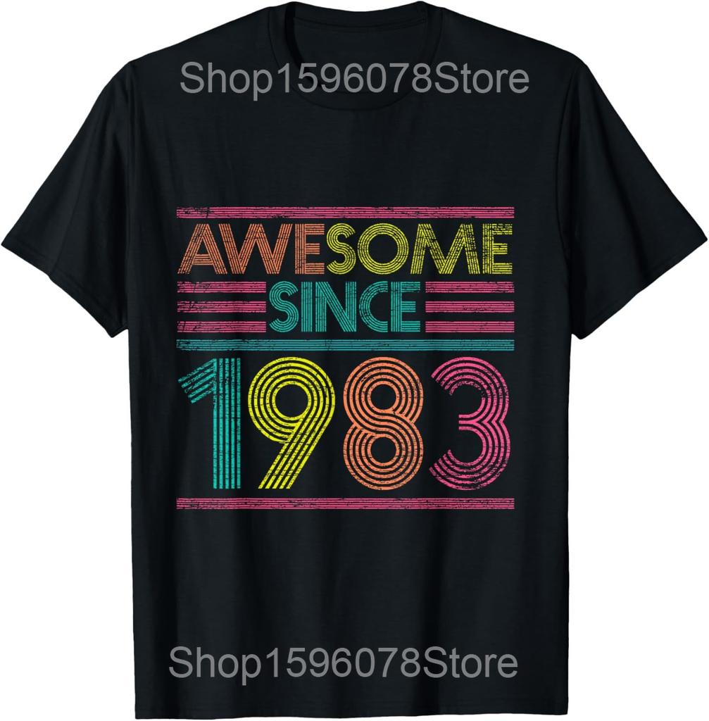 Vintage Birthday Cassette Est 1983 Edition T Shirts Men Cotton Humor Streetwear Tee Shirt Short Sleeve Unisex Loose Clothing